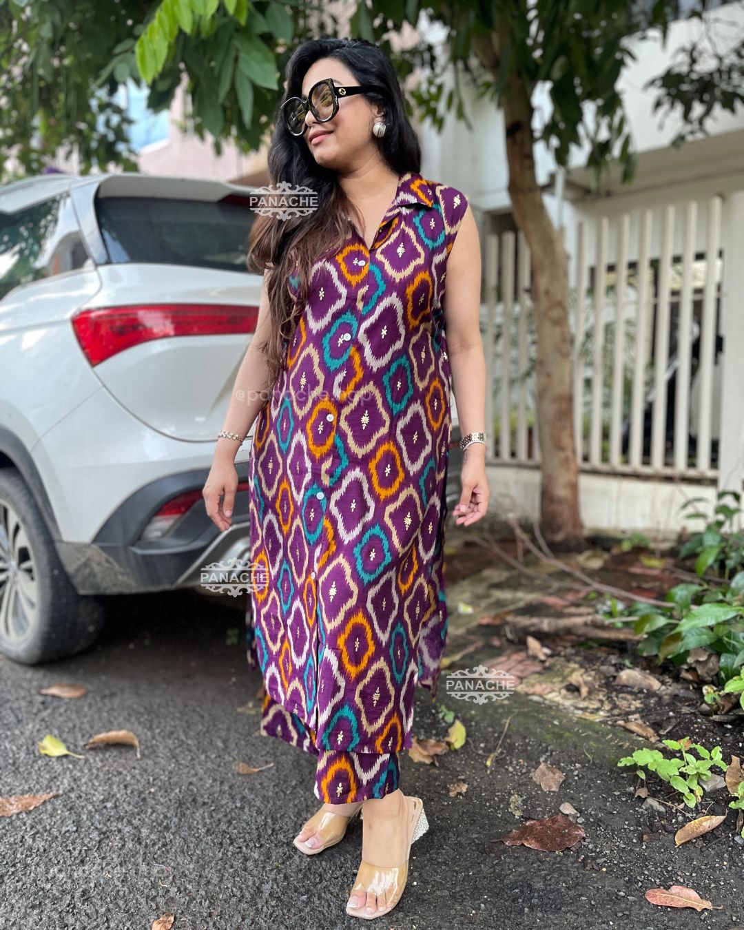 Ikkat sleeveless budget sets