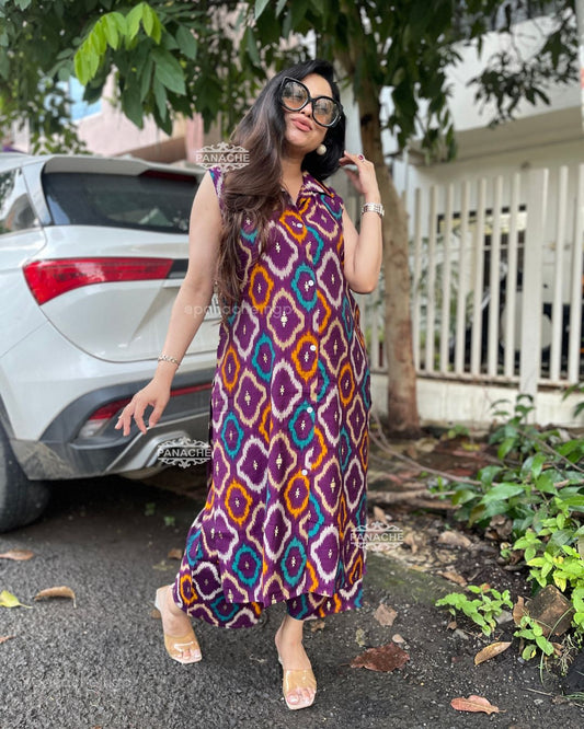 Ikkat sleeveless budget sets