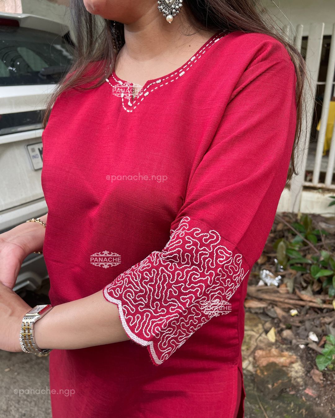 Maroon embroidered coords