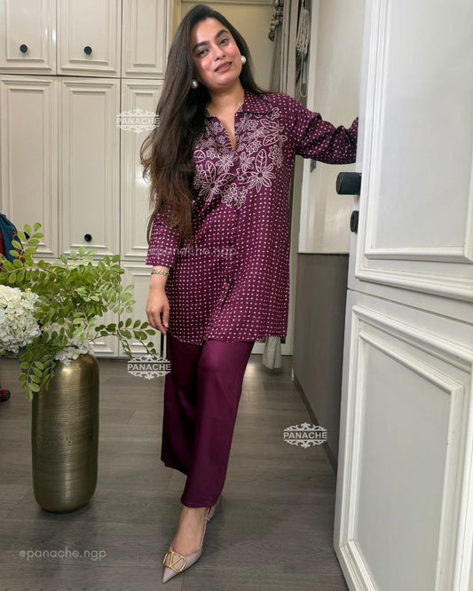 Bandhani gajji coord set