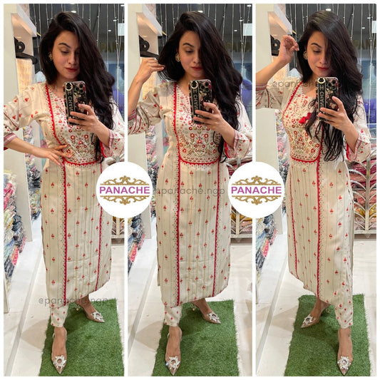 Elegant super soft linen muslin kurta pant sets