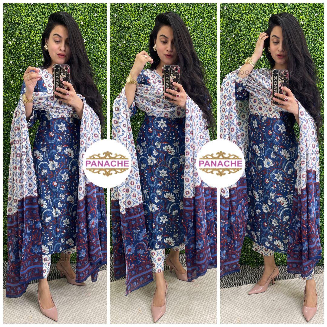 Daily wear cotton set with lovely contrasts