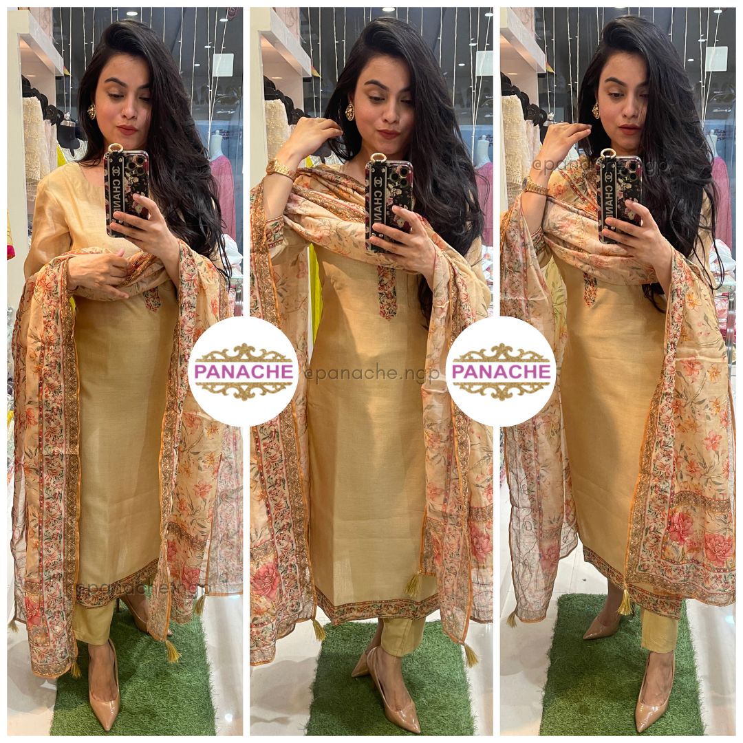Ajrak Kurta Pant Dupatta Set