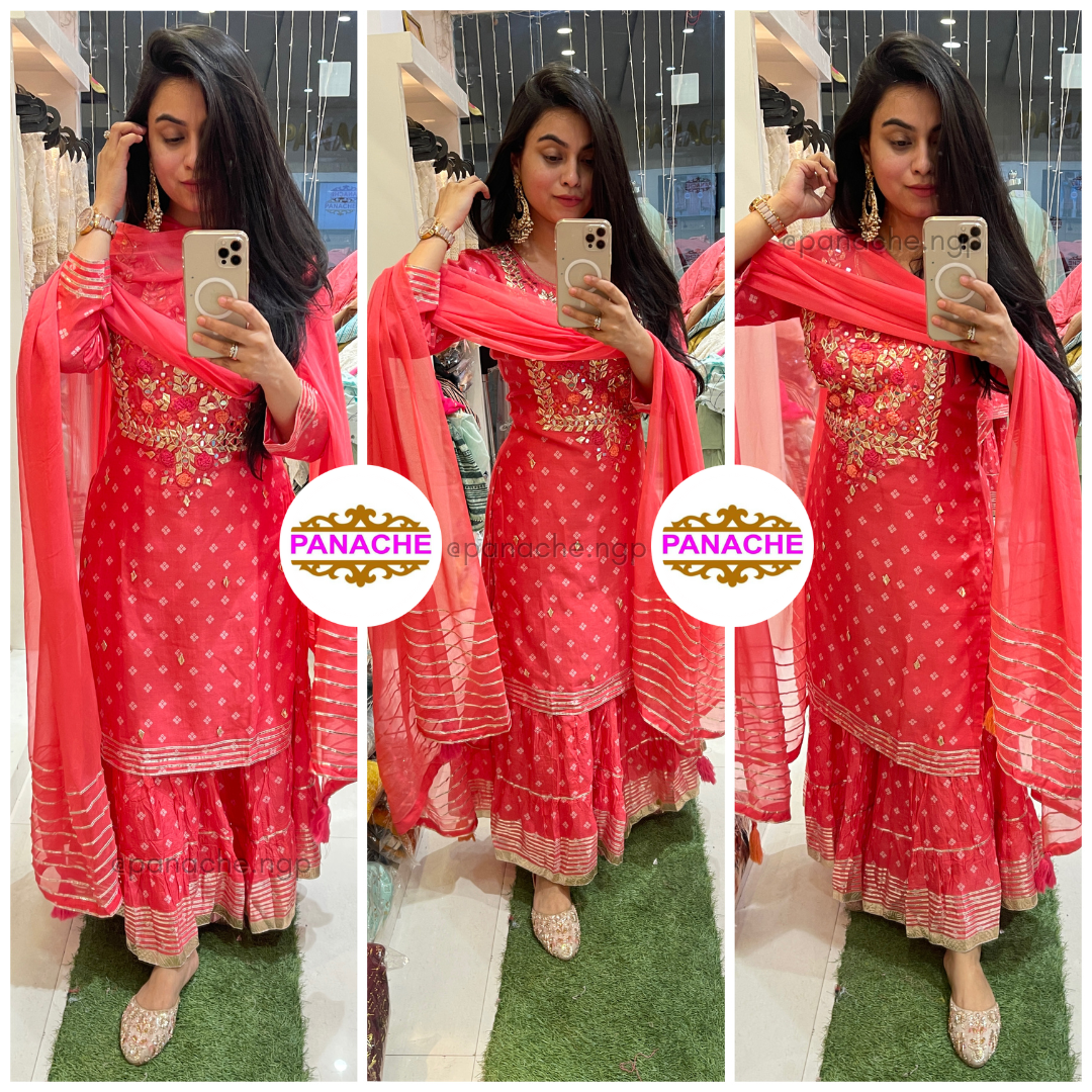 Bandhani Muslin kurta sharara