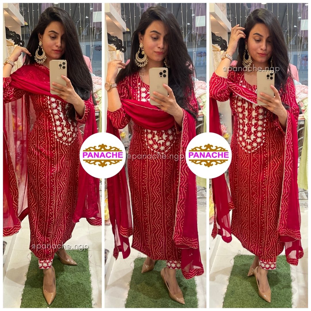 Cherry Red with Slub Cotton Suit