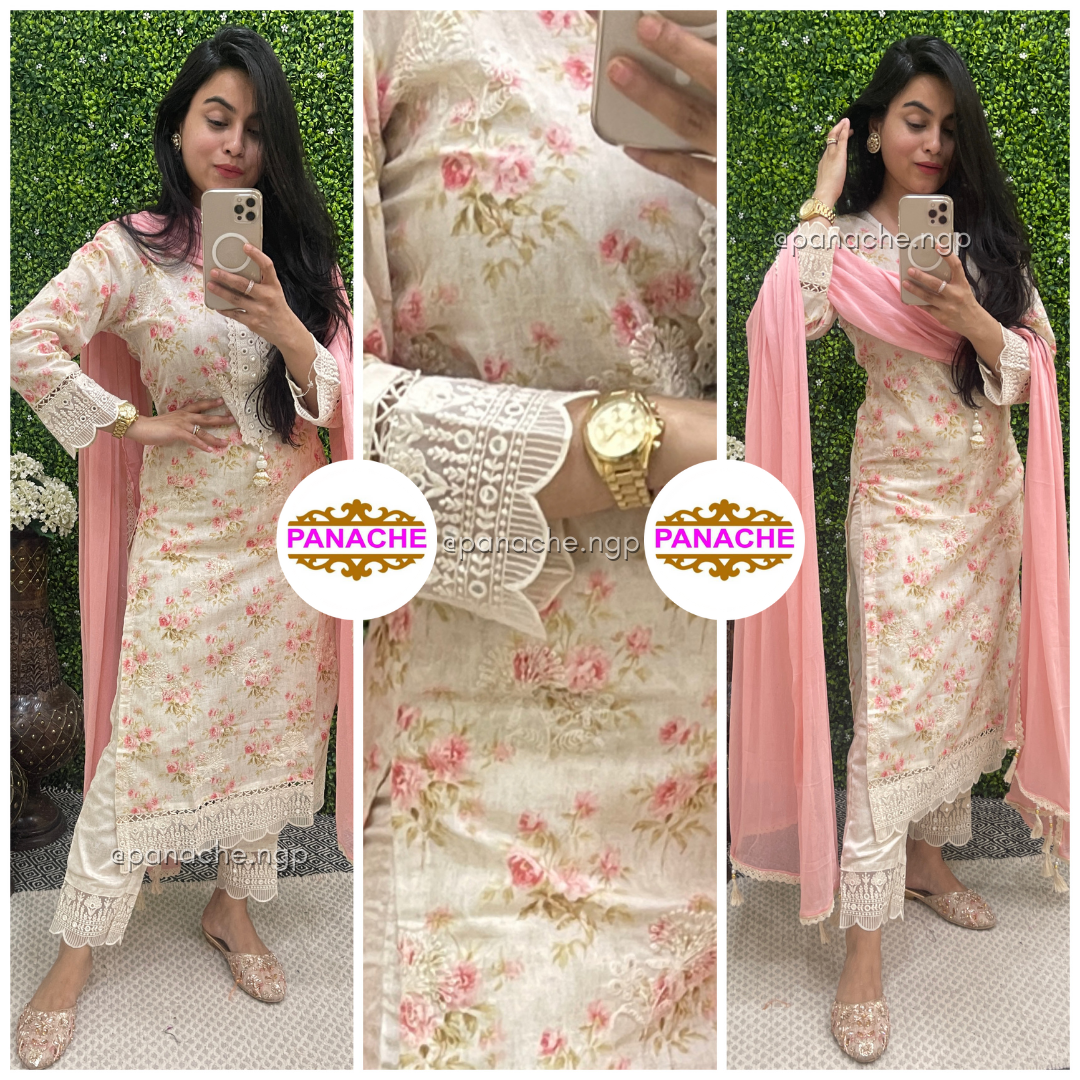 Elegant & Subtle Pastel Floral Suit
