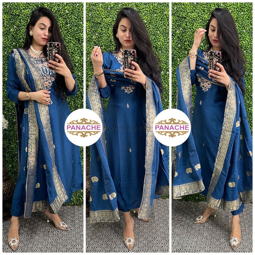 Banarasi dupatta silk sets in bright shades