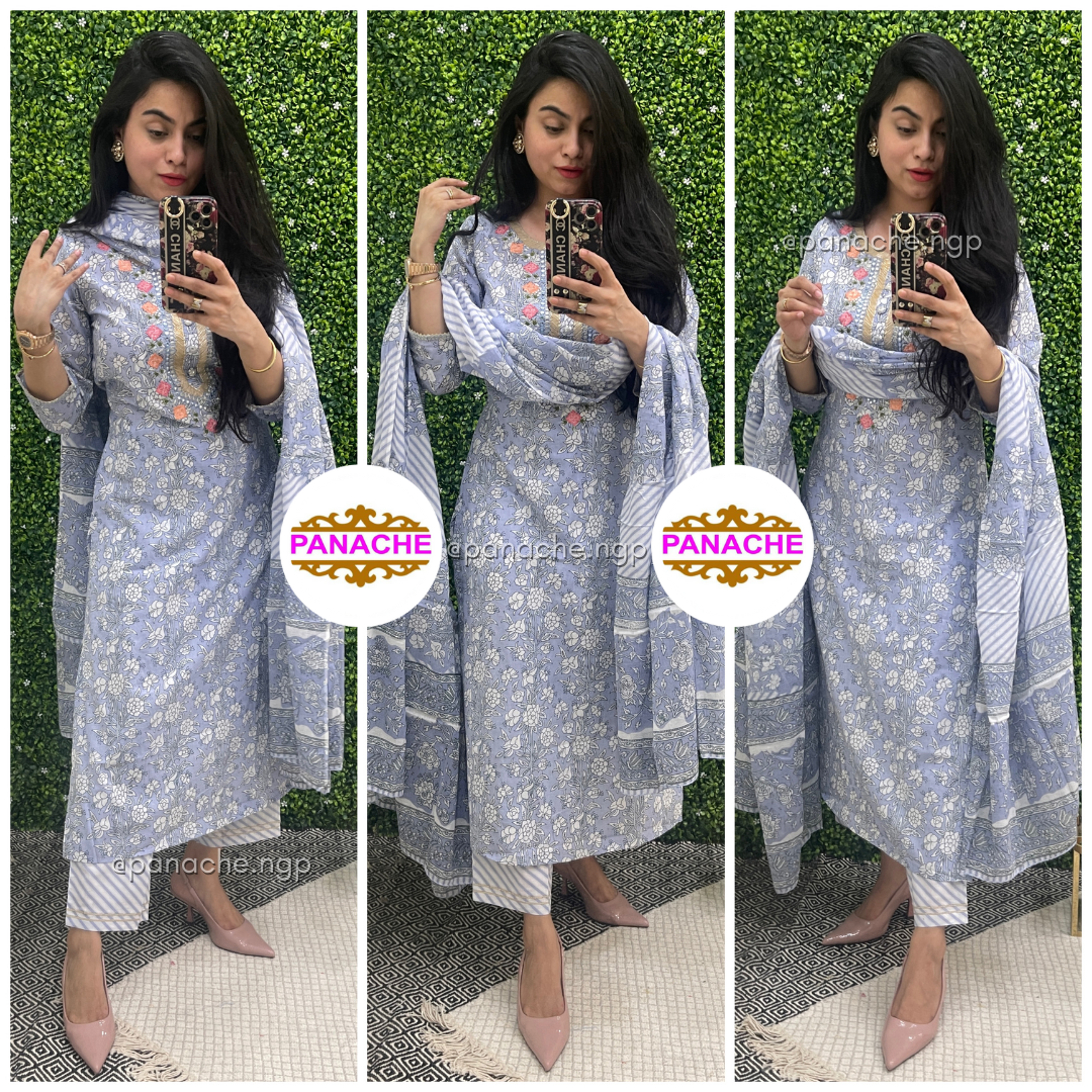 Print on Print Cotton Suit Set