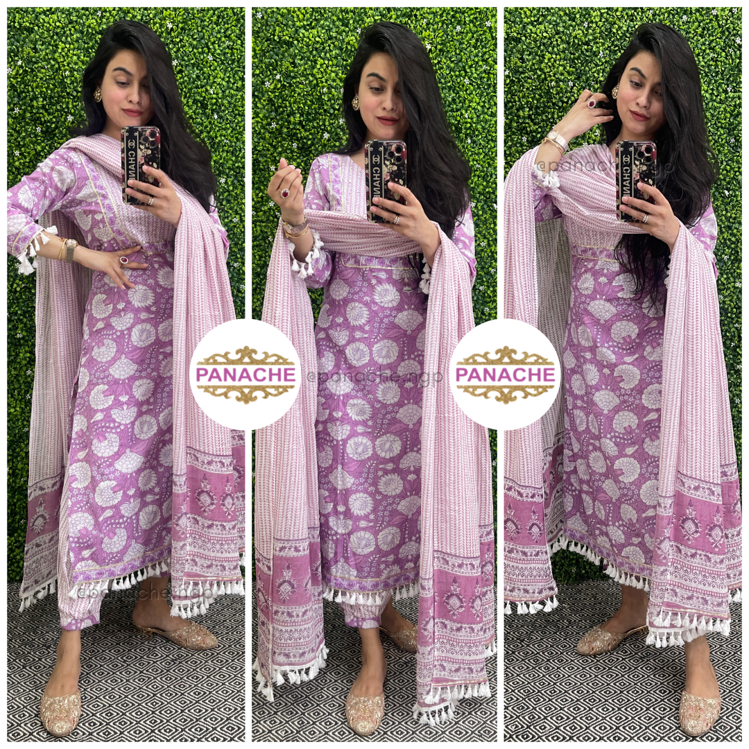 Lilac cotton set with fundas