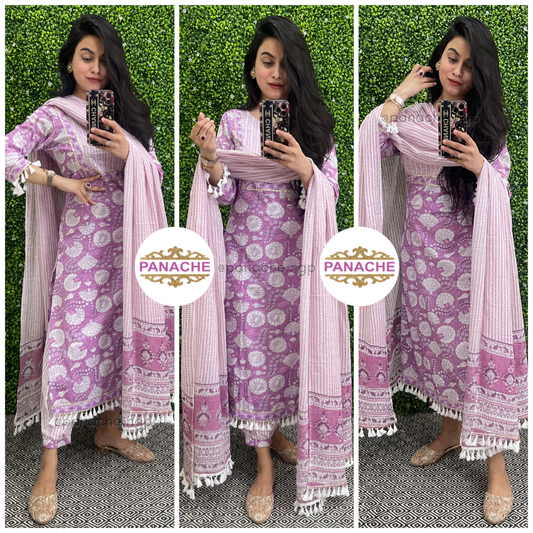 Lilac cotton set with fundas