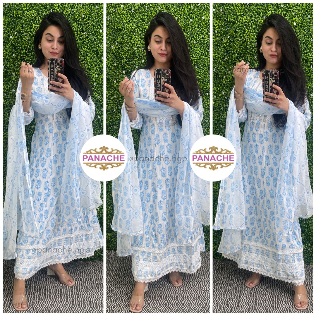 Budget Anarkali sets with Crosia lace