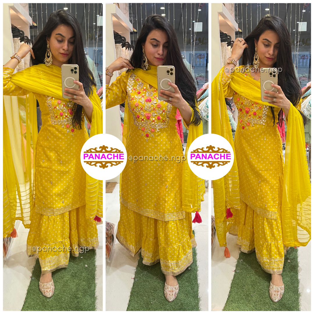 Bandhani Muslin kurta sharara