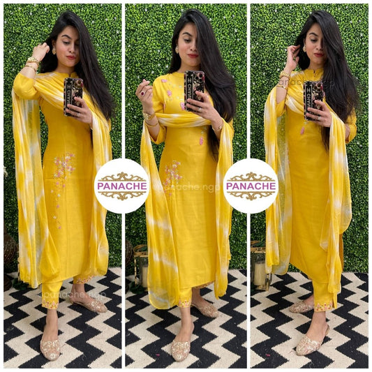 French knot haldi yellow!