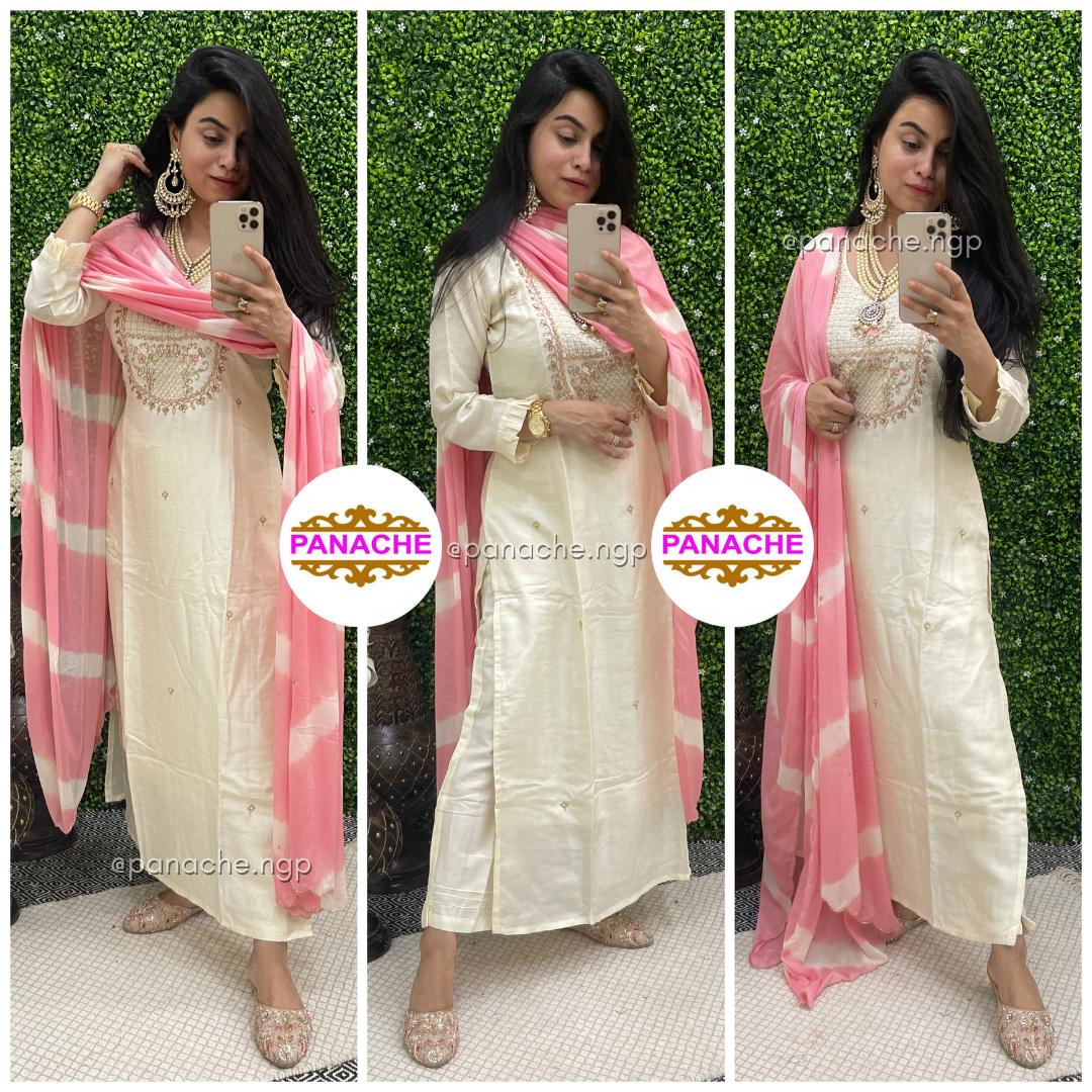 Pearl White Silk Set