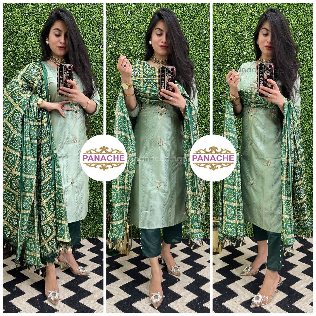 Bandhani Budget silk set