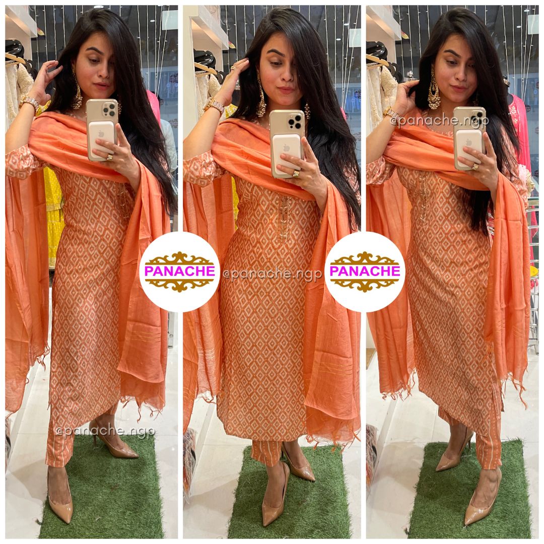Muslin print on print kurta pant set