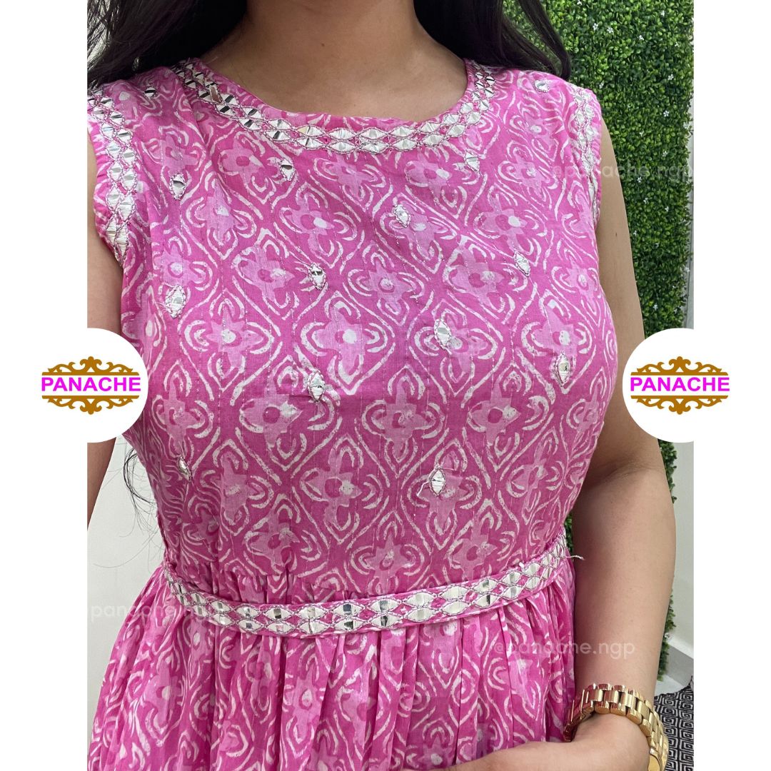 Pink frock style Longline Set