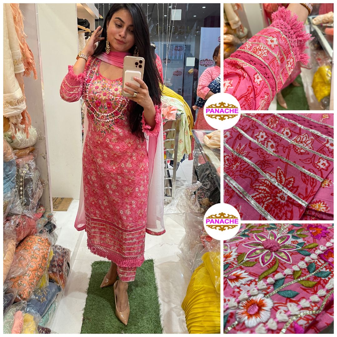 Pink Cotton Floral Set