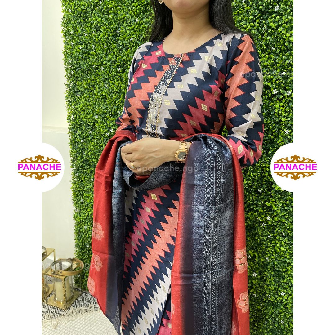 Zig-Zag Printed Kurta Set