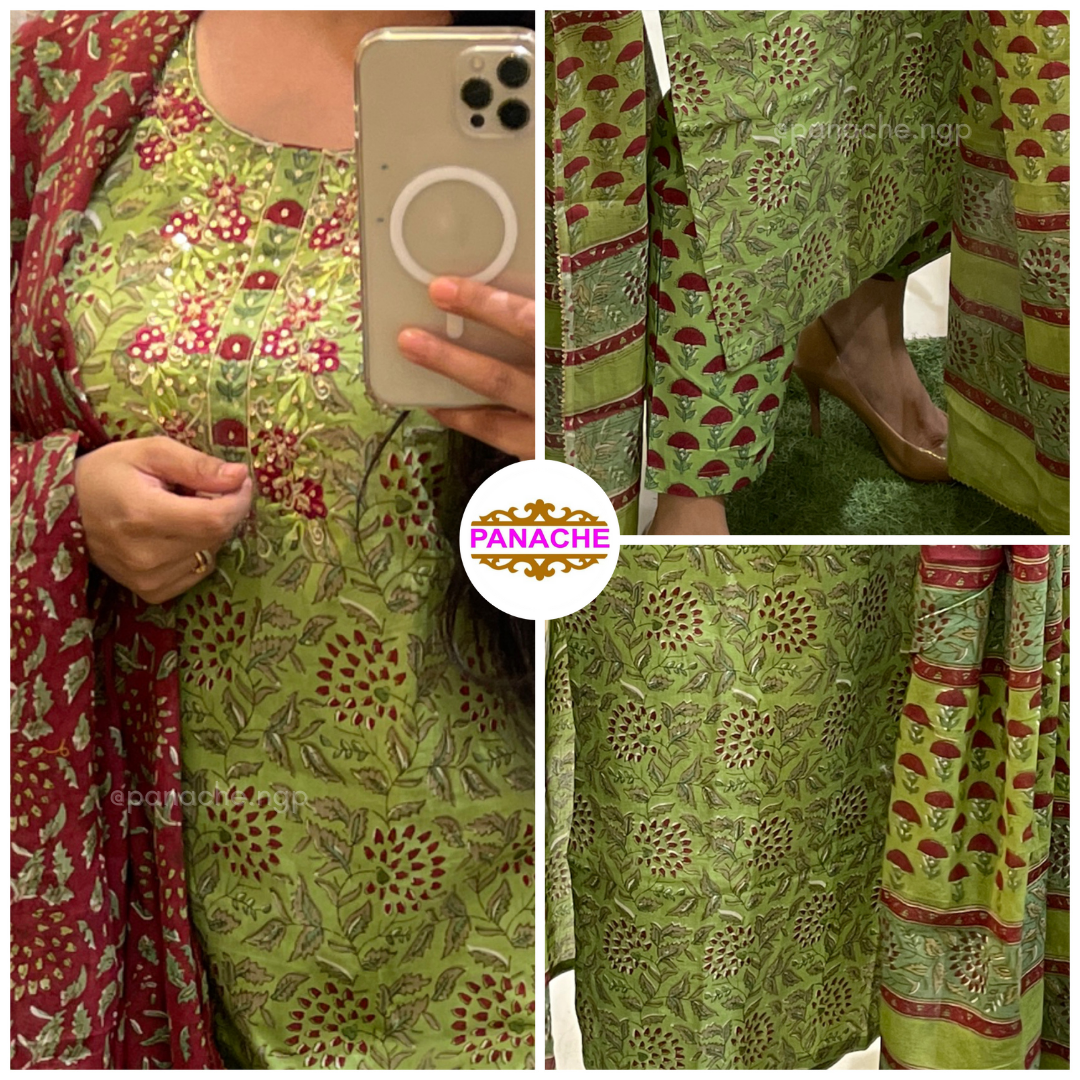 Mehendi Green Cotton Set