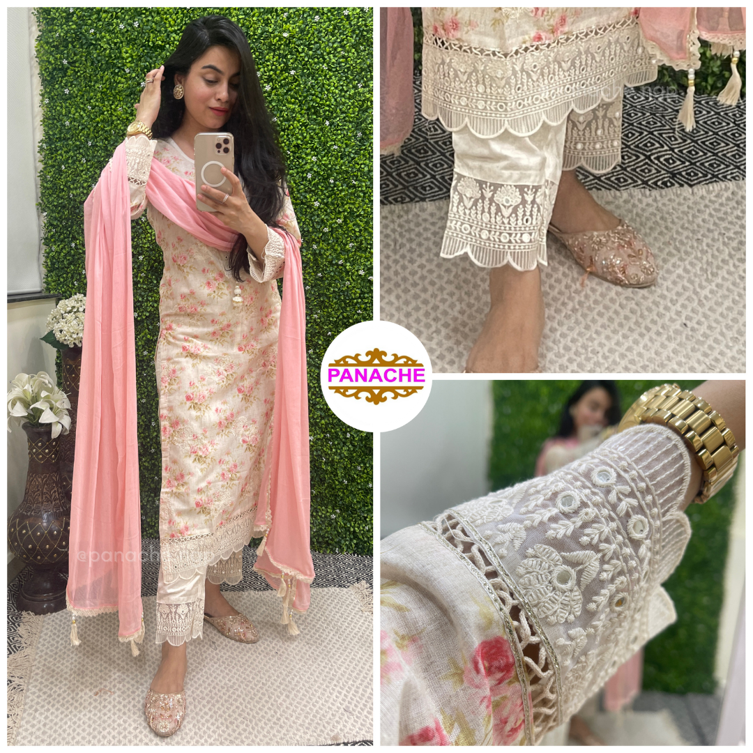 Elegant & Subtle Pastel Floral Suit