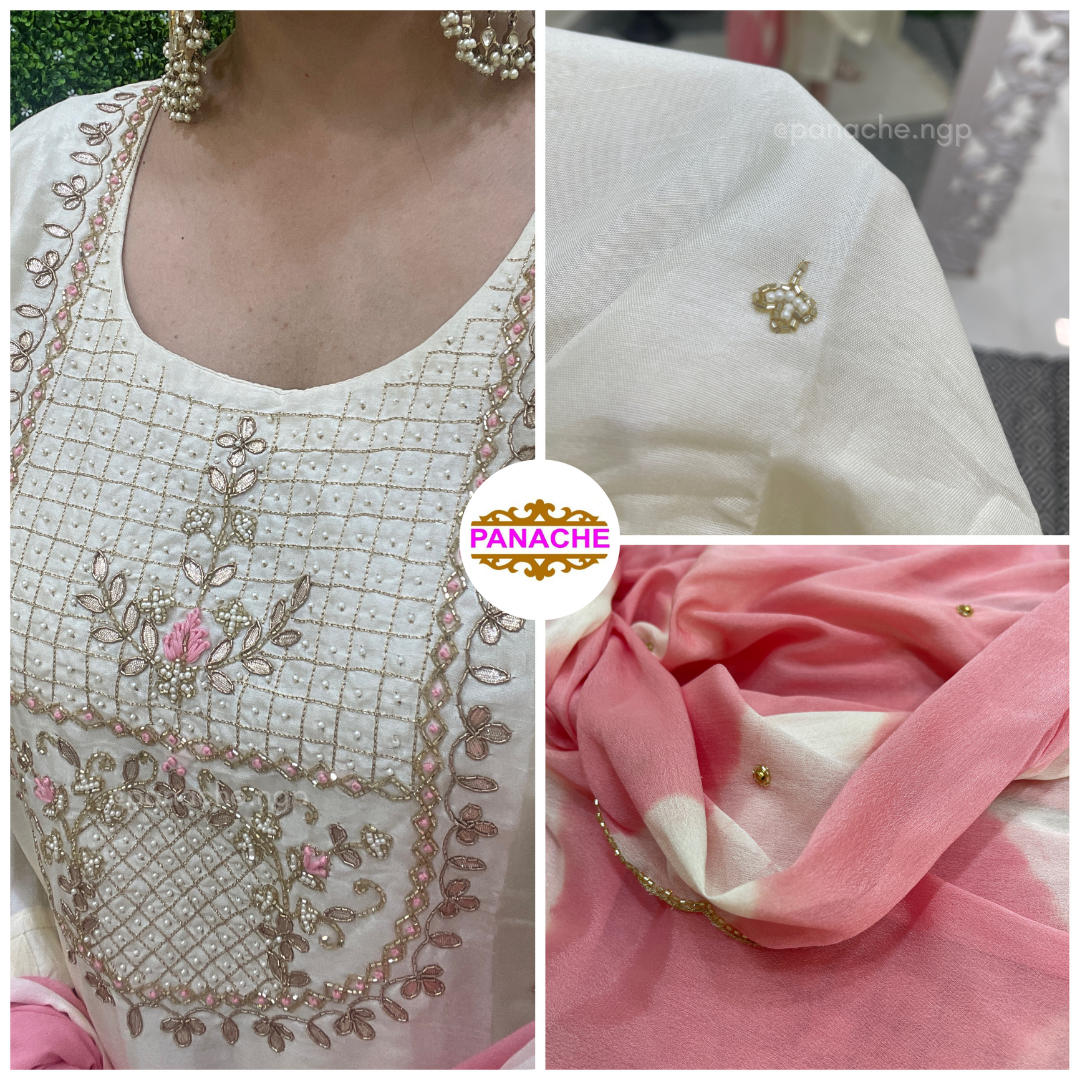 Pearl White Silk Set