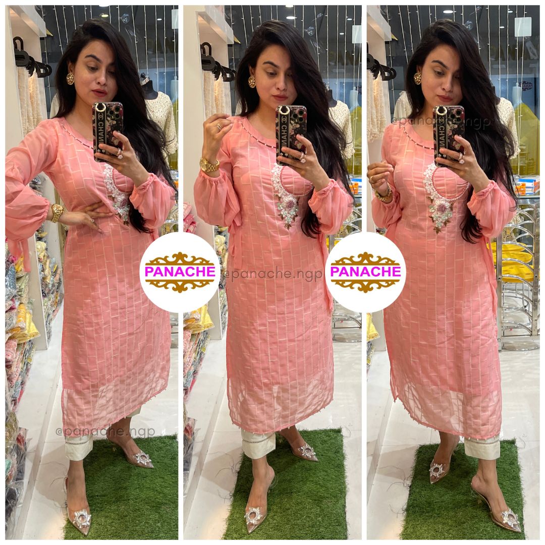 Georgette kurta with delicate embroidery