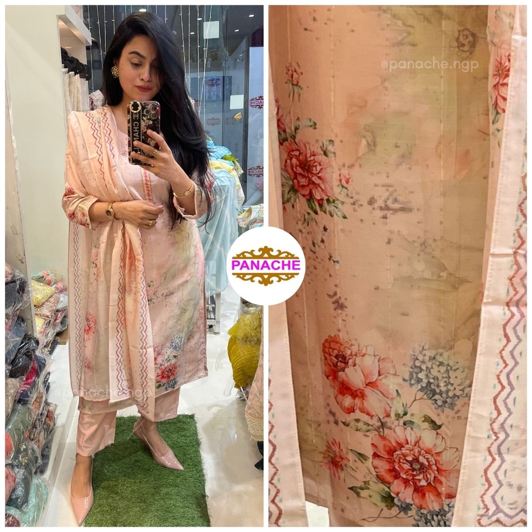 Rose Pink Muslin Floral Set