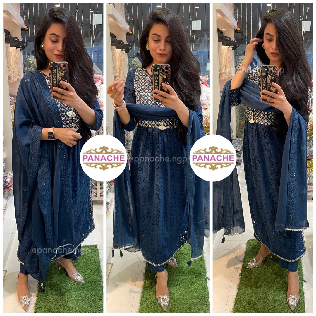 Hakuba cotton Nyra cut suit set