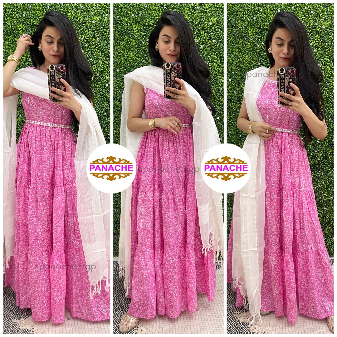 Pink frock style Longline Set