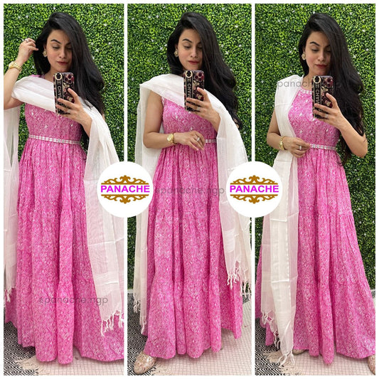 Pink frock style Longline Set