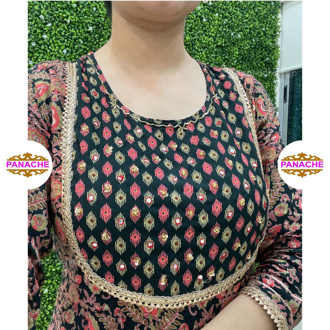 Slub Cotton Peplum Sharara Set
