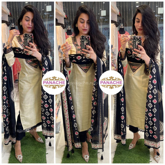 Silk set with Baatik dupatta