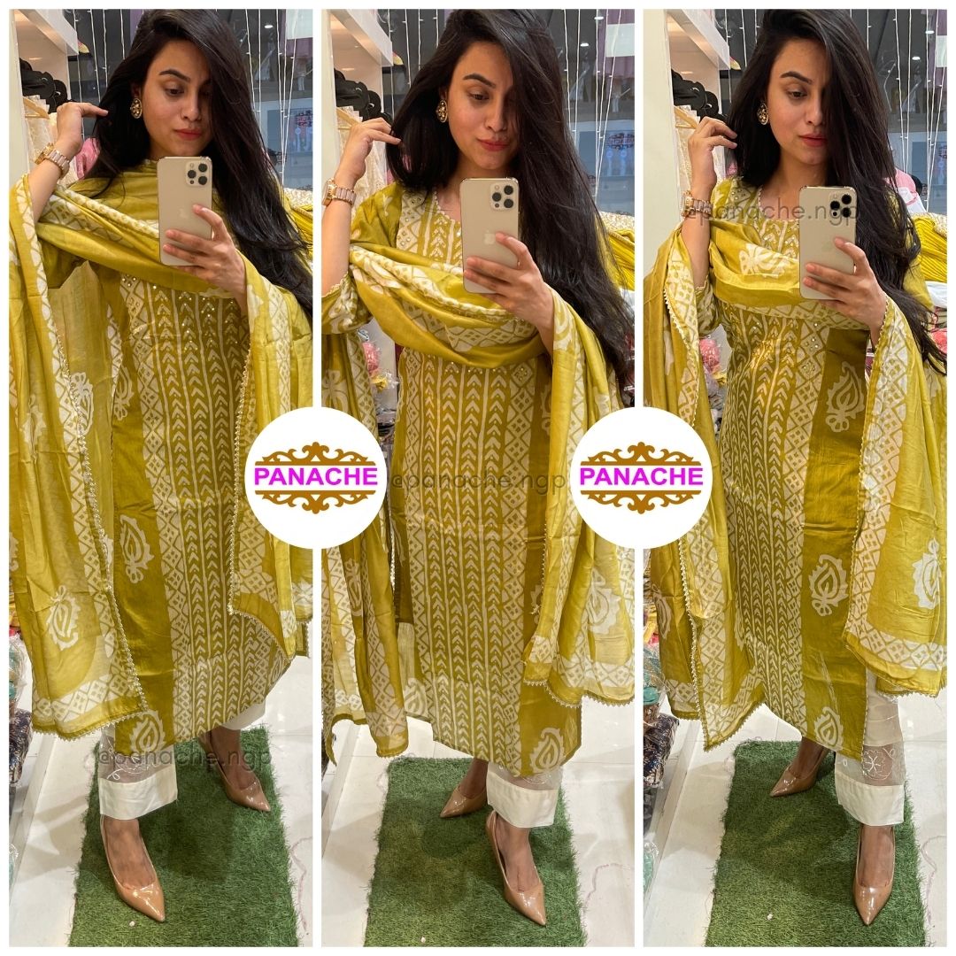 Mustard Yellow Kurta Pant Dupatta Set