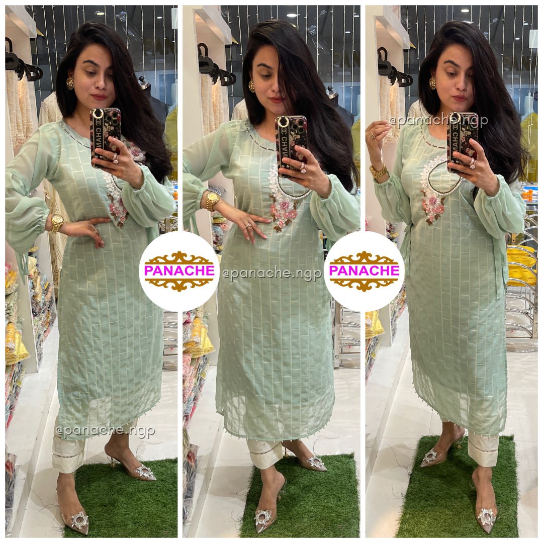 Georgette kurta with delicate embroidery