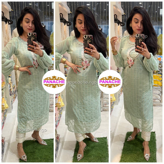 Georgette kurta with delicate embroidery