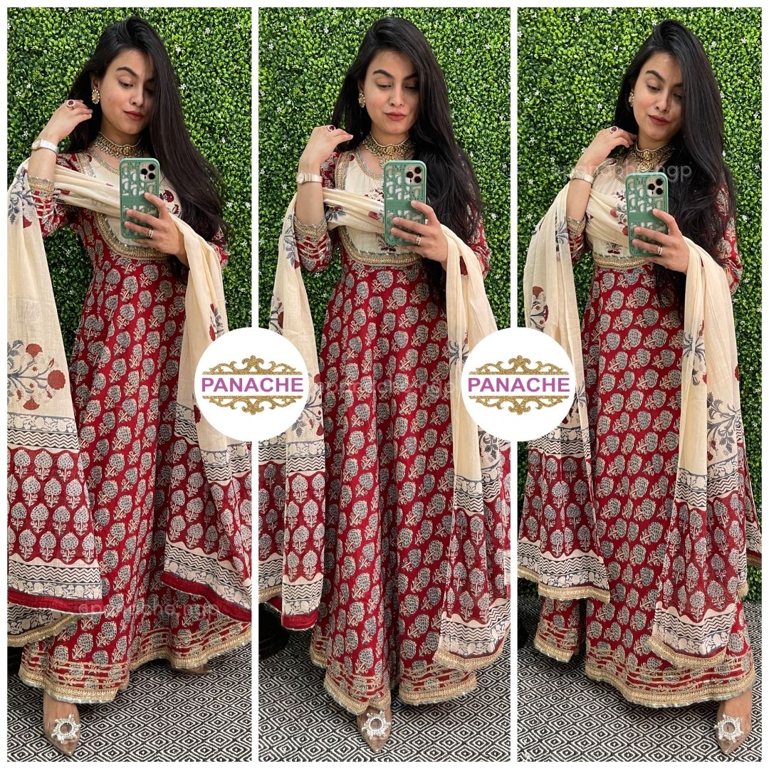 Anarkali with beautiful embroidery on neckline