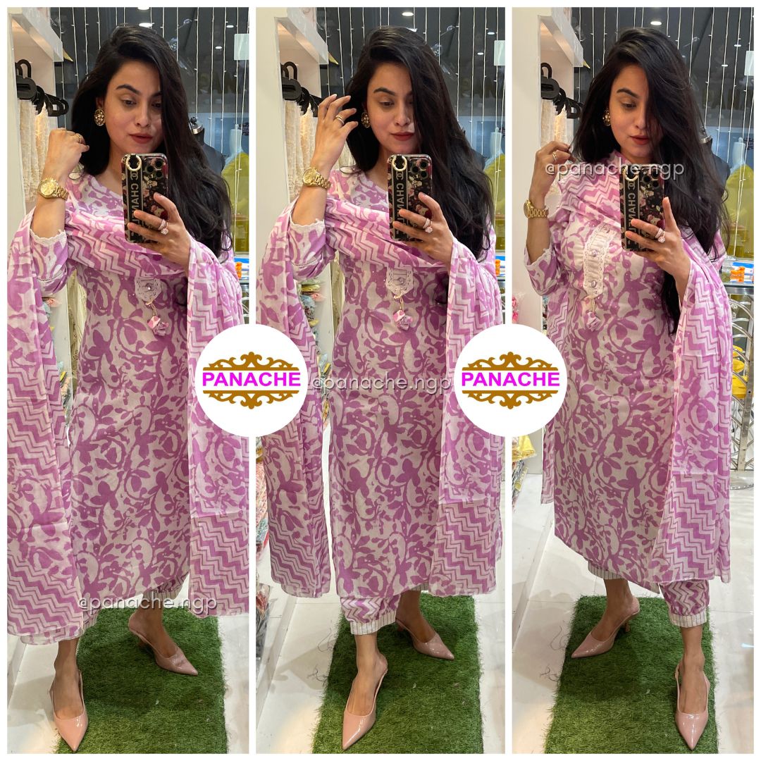 Cotton block print kurta set