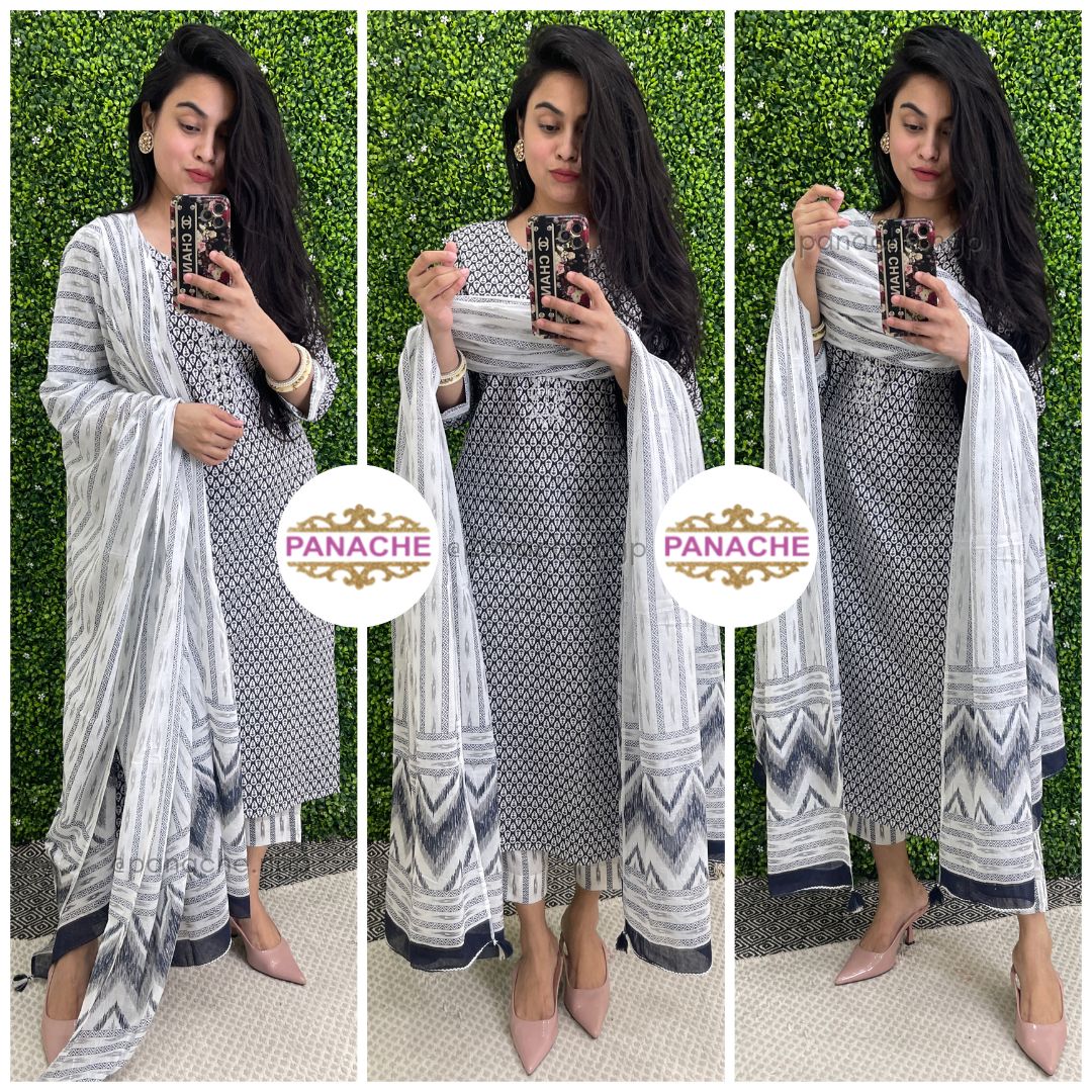 Monochrome cotton suit set