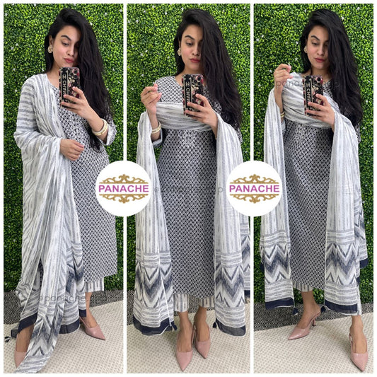 Monochrome cotton suit set