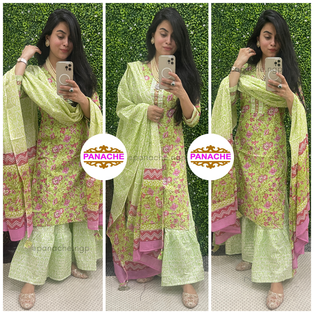 Cotton Floral Sharara Sets