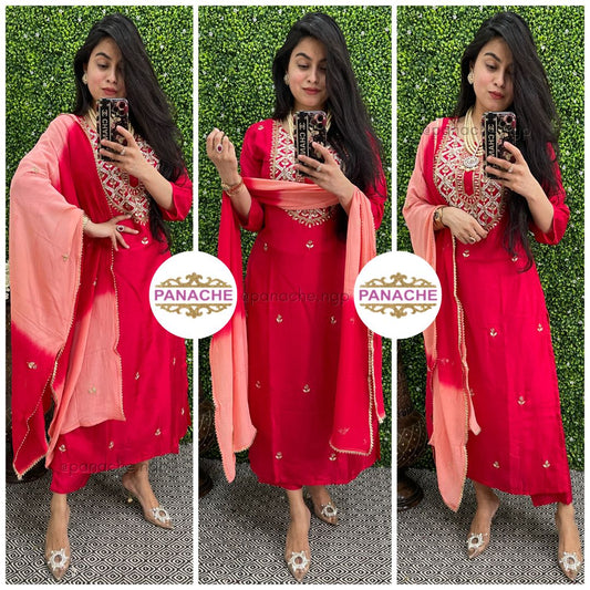 Silk sets with shibori dupatta