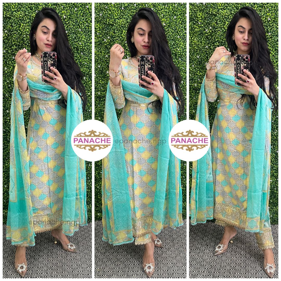 Slub cotton kurta pant set