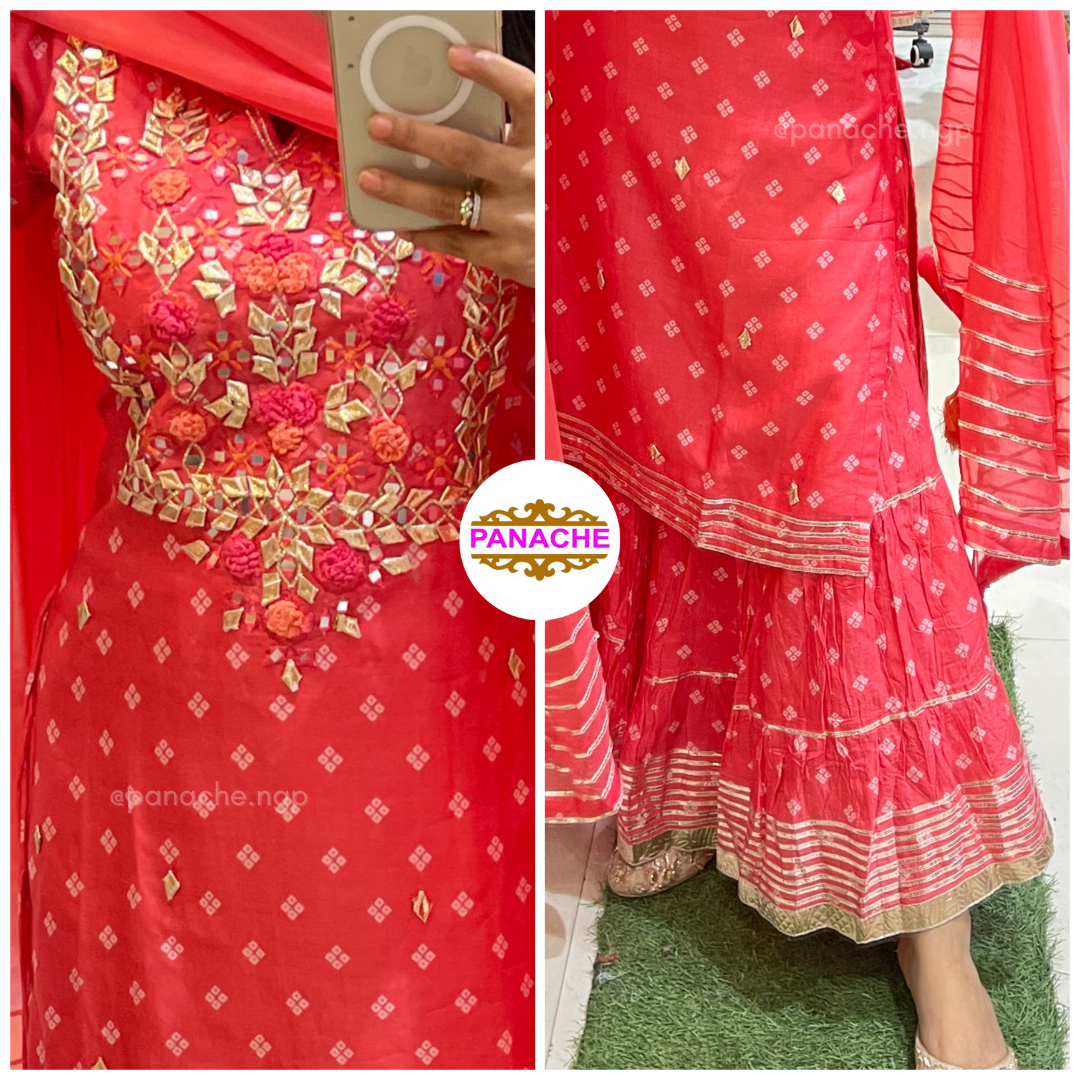 Bandhani Muslin kurta sharara
