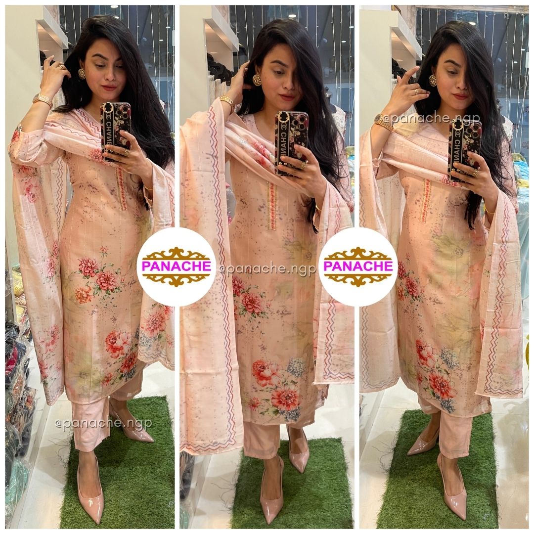 Rose Pink Muslin Floral Set