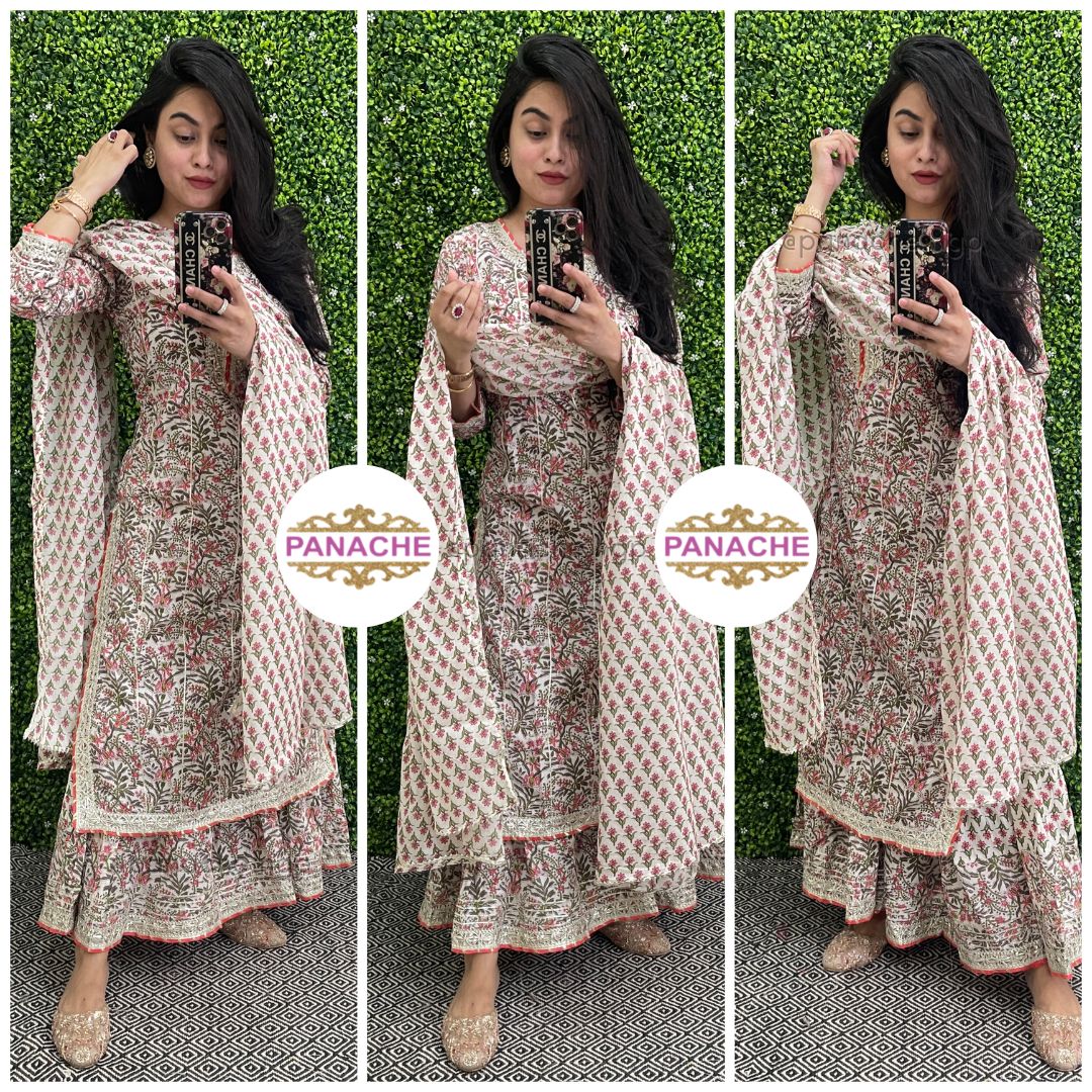 Print on print soft cotton budget sharara set