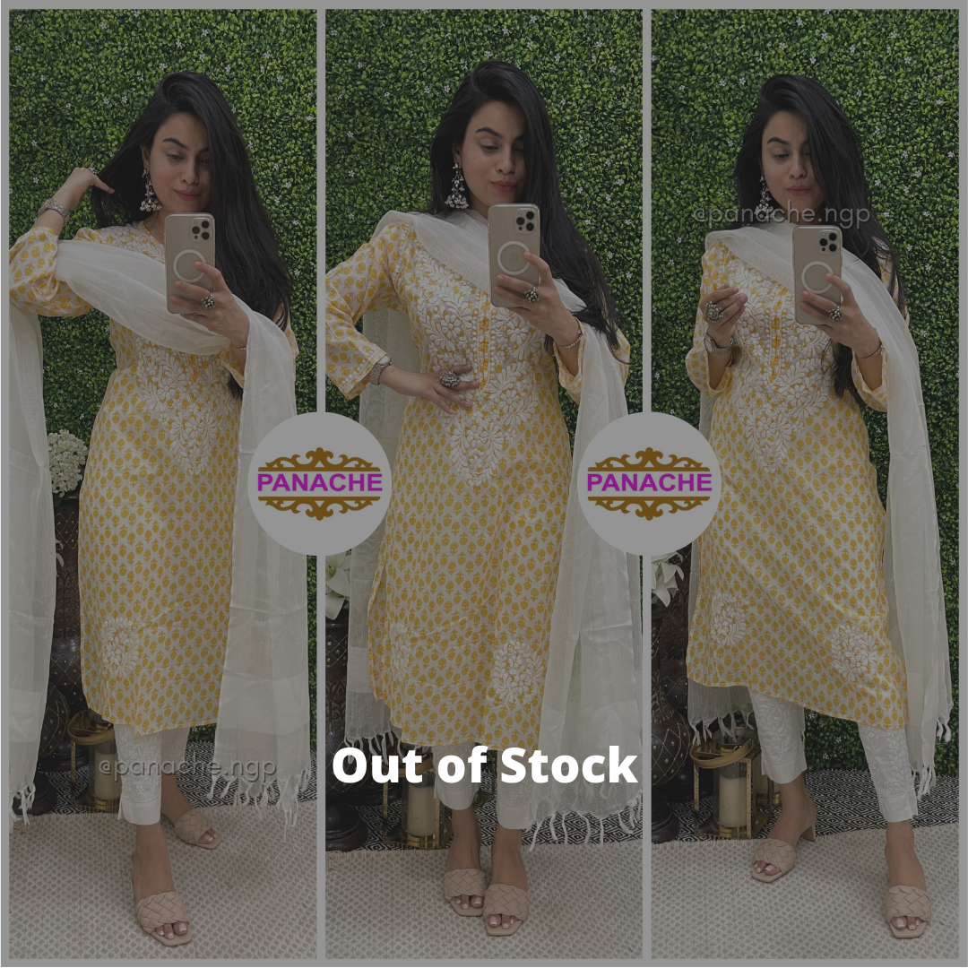 Yellow Lakhnavi Kurti sets