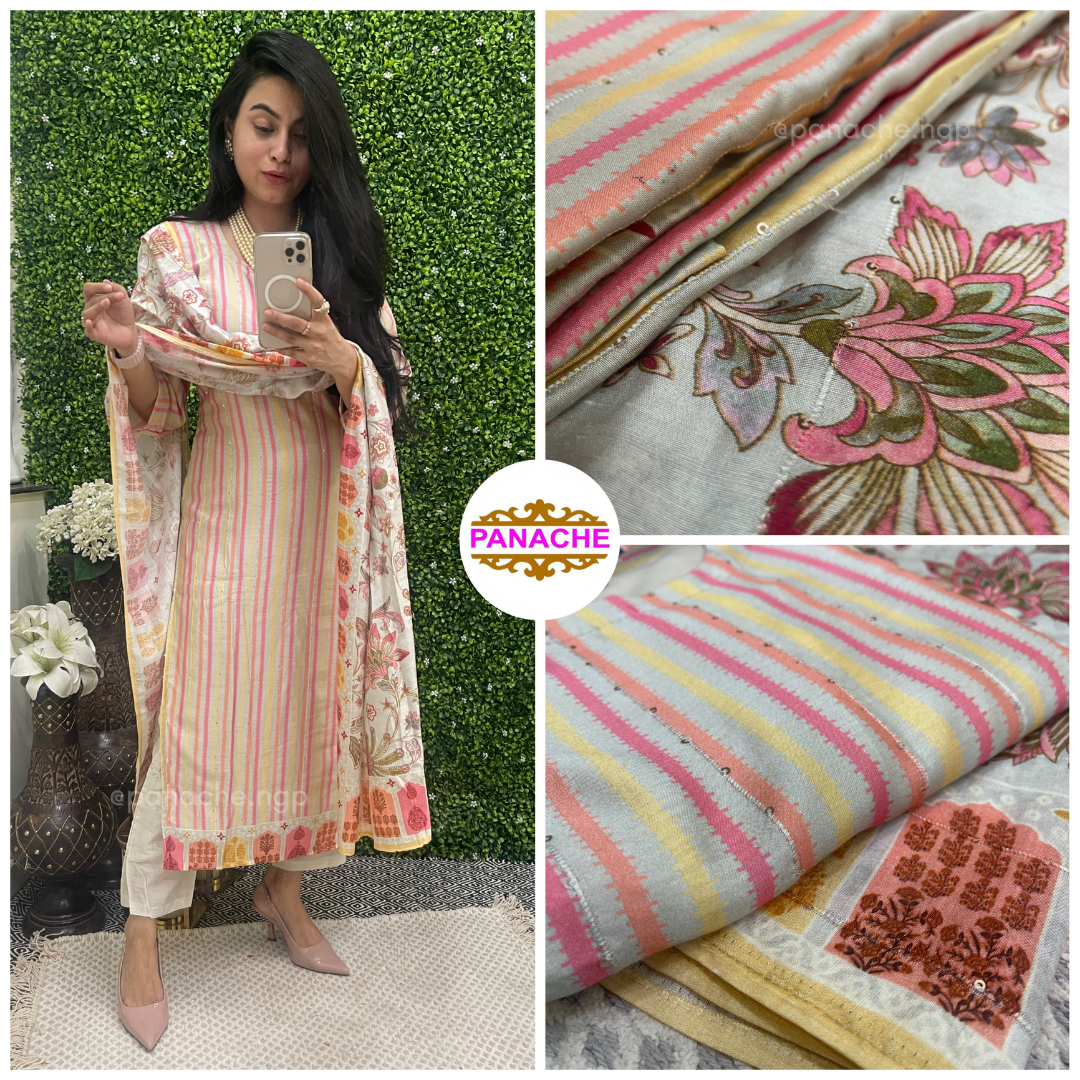 Soft Muslin printed suit set