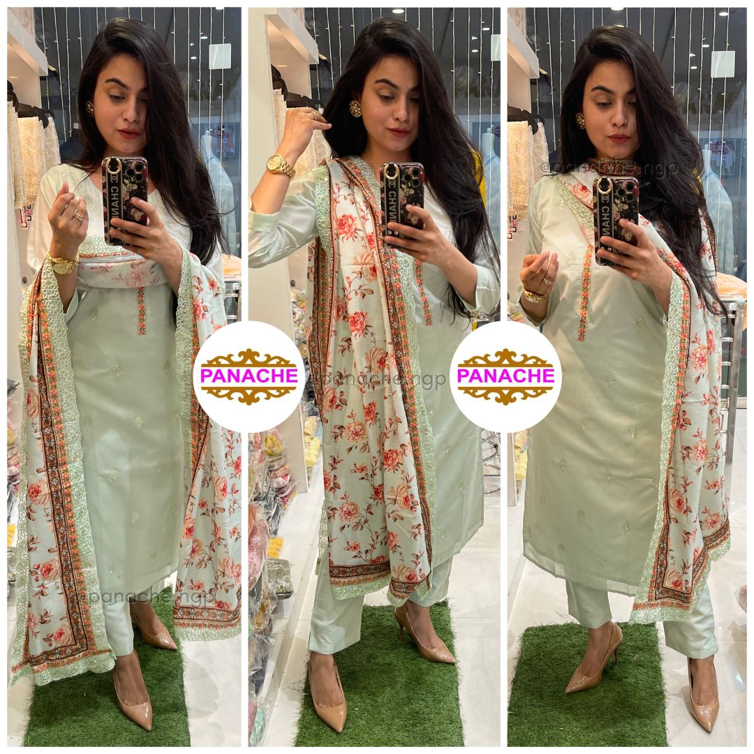 Floral Kurta Pant Dupatta Set