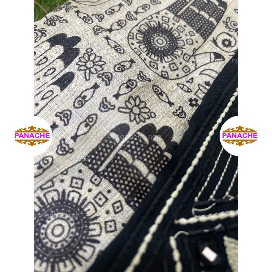 Black Kurta with Embroidery on Yolk